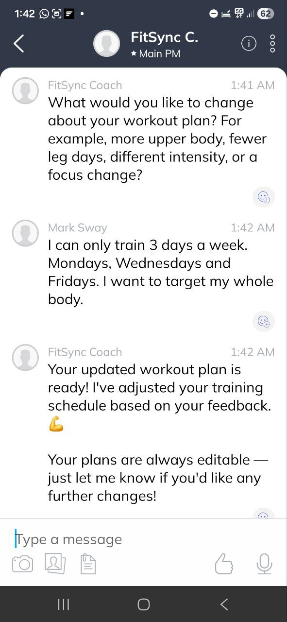 FitSync Pro AI Coach answering a nutrition question about takeaway food